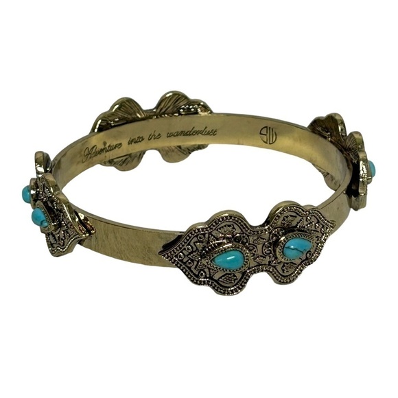 Samantha Wills Gold Plated Turquoise Engraved Adventure Into Wanderlust Bracelet - Picture 2 of 16